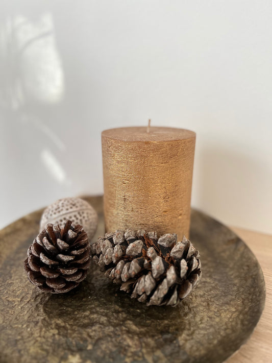 TAWAKE - Plateau rond en métal martelé vieilli - B&Inside