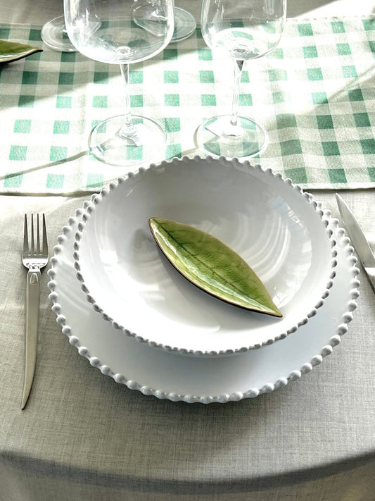 Assiette Creuse SNOW PEARL - Grès Blanc Artisanal du Portugal - B&Inside