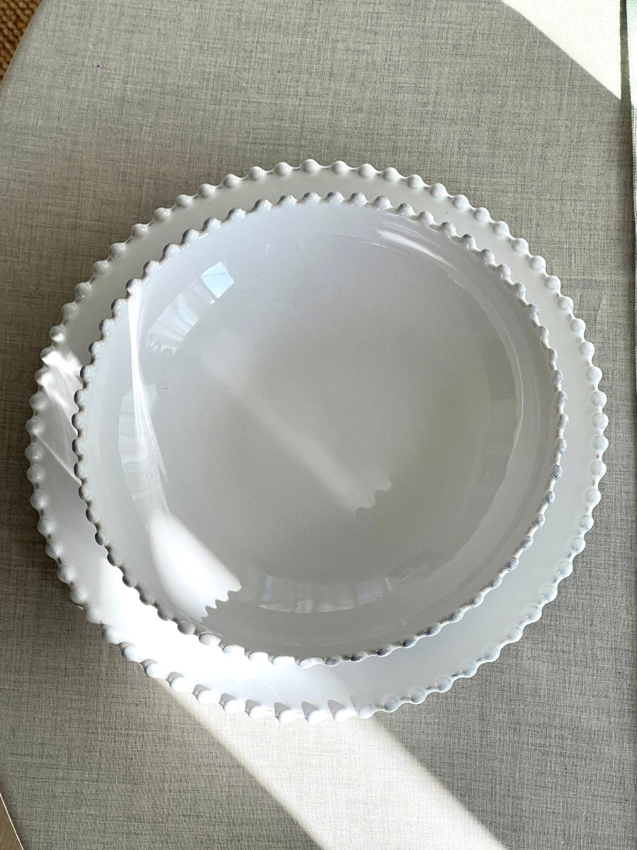 Assiette Creuse SNOW PEARL - Grès Blanc Artisanal du Portugal - B&Inside