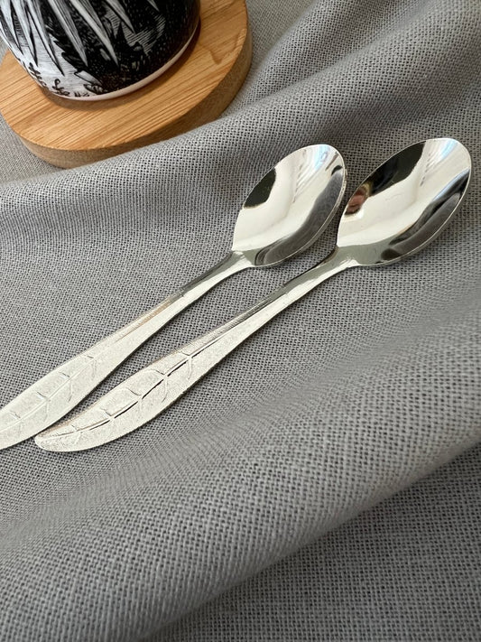 BONNIE - Petites cuillères feuilles argentées - B&Inside