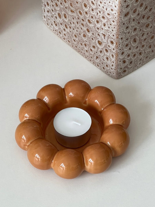 Bougeoir TALON – Bougeoir rond en céramique ocre - B&Inside