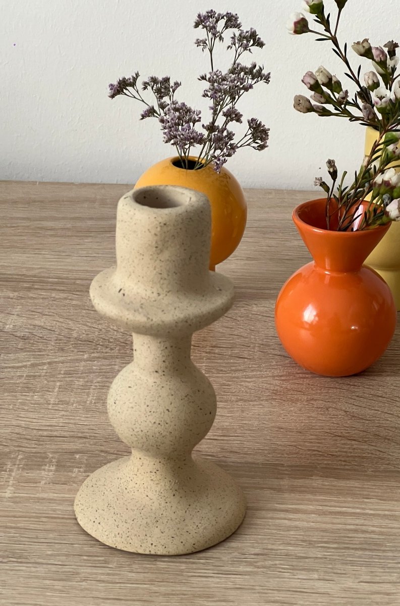 Bougeoir TOSKA en céramique beige - B&Inside