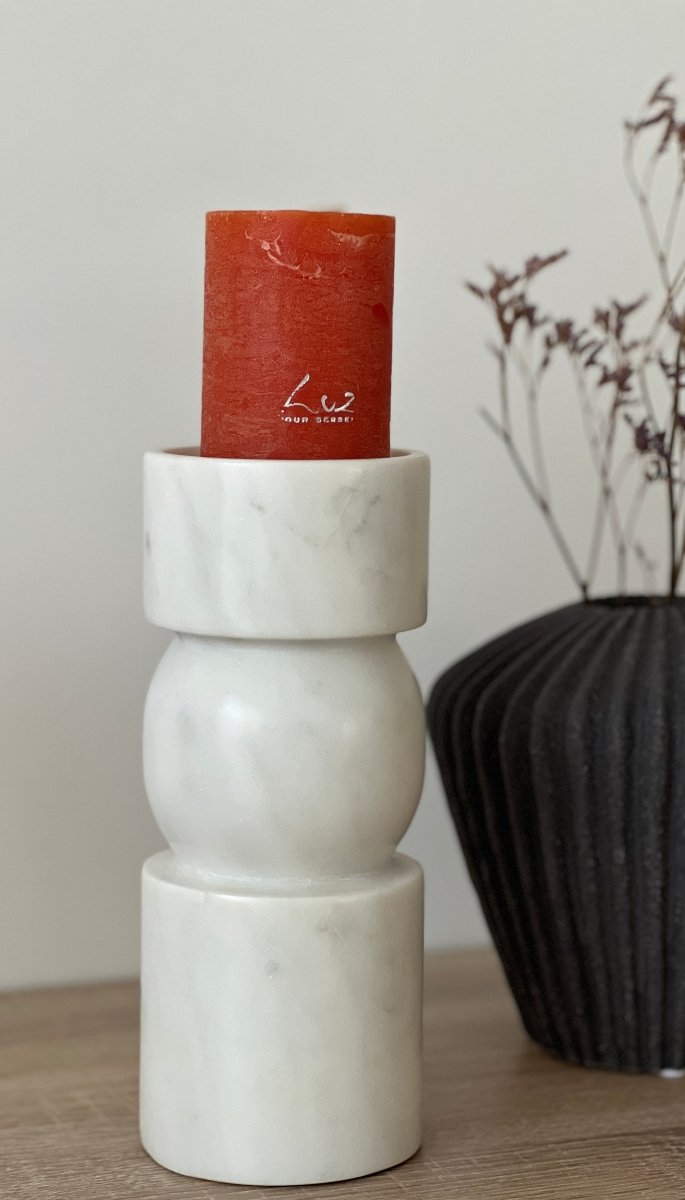 Bougeoirs en marbre blanc NEWHAM - B&Inside