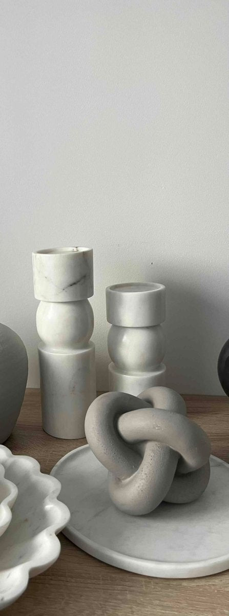 Bougeoirs en marbre blanc NEWHAM - B&Inside