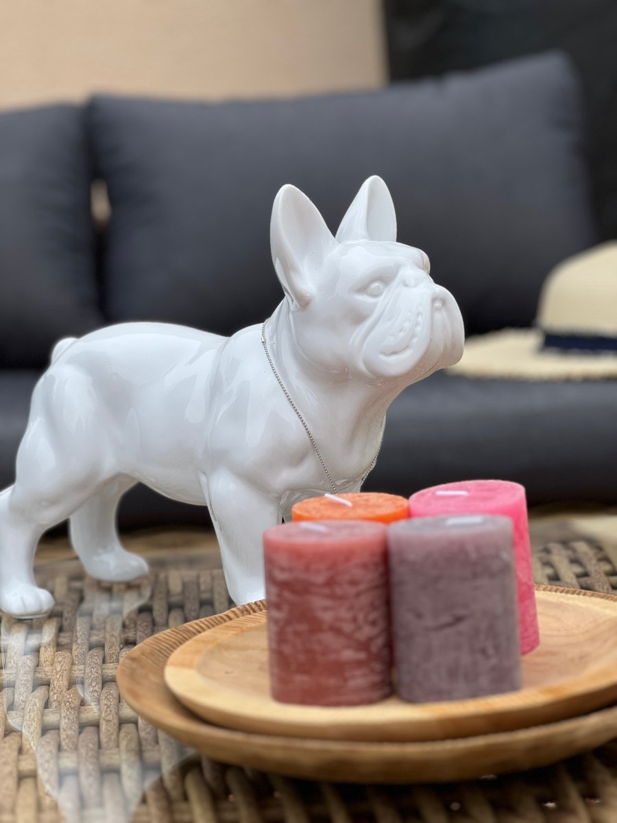 Bouledogue décoratif blanc avec collier strass TOUNDRA - B&Inside