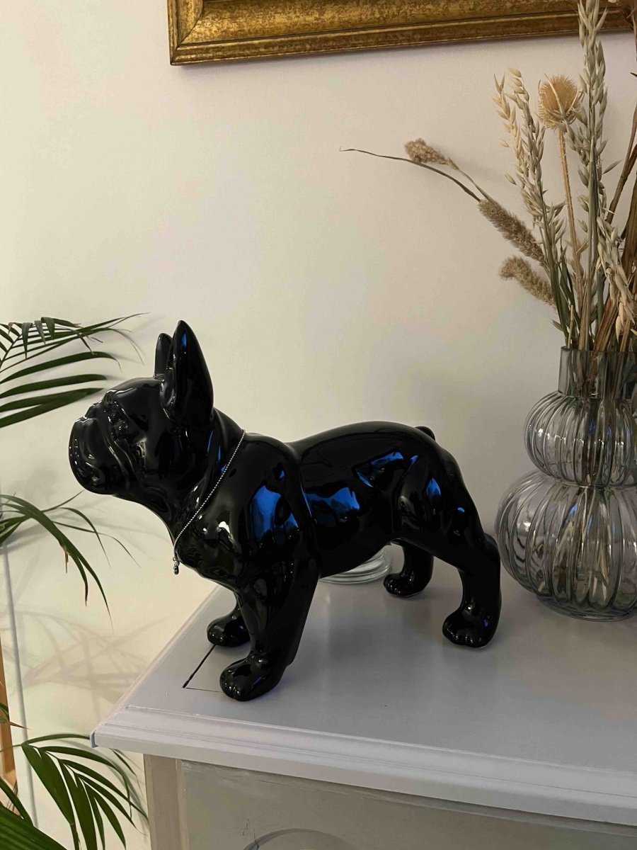 Bouledogue décoratif TORNADE en céramique noire - B&Inside