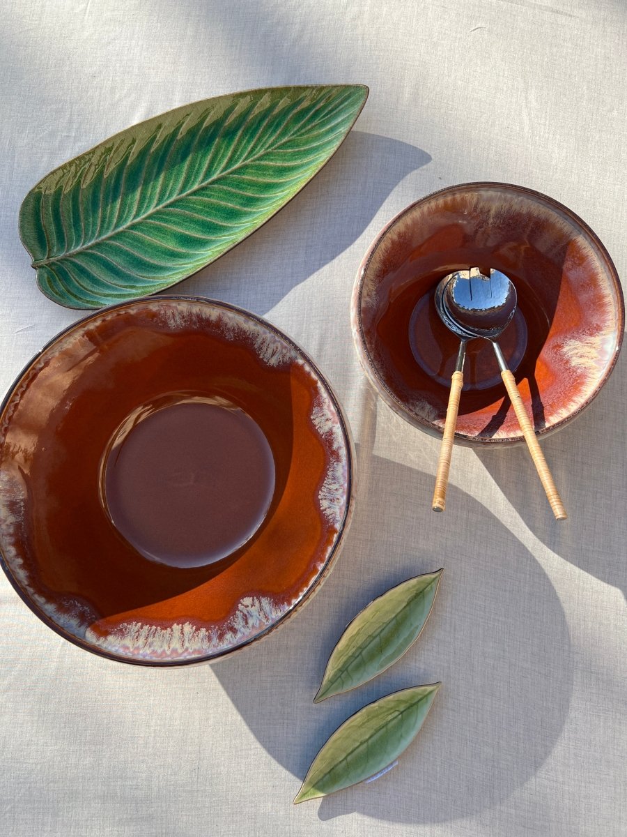 CARAMEL LATTE - Saladier émaillé brillant - B&Inside