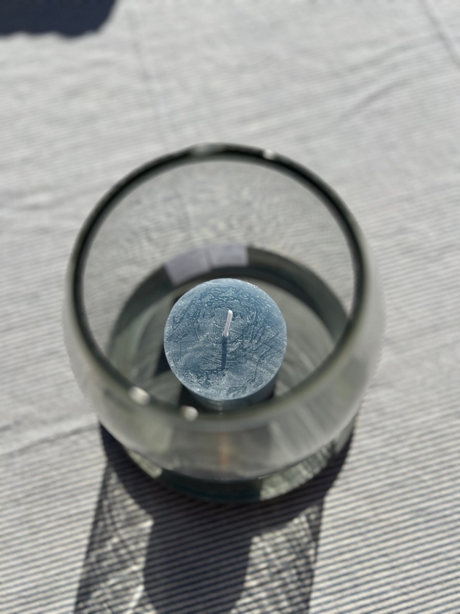 LOUNA - Photophore en verre et son socle en métal - B&Inside