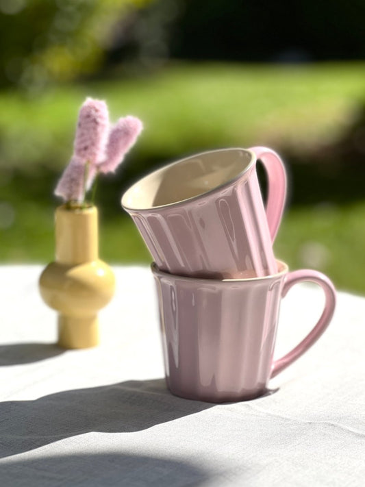 Mug ROSALINE - Mug rose poudrée en grès émaillé - B&Inside