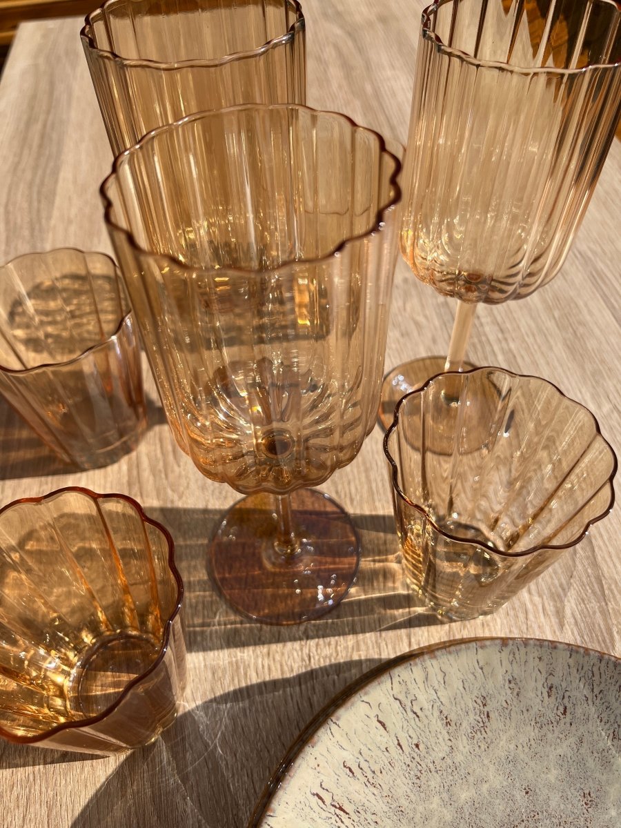 PALOMA - Verres à eau et verres à vin aux reflets dorés - B&Inside
