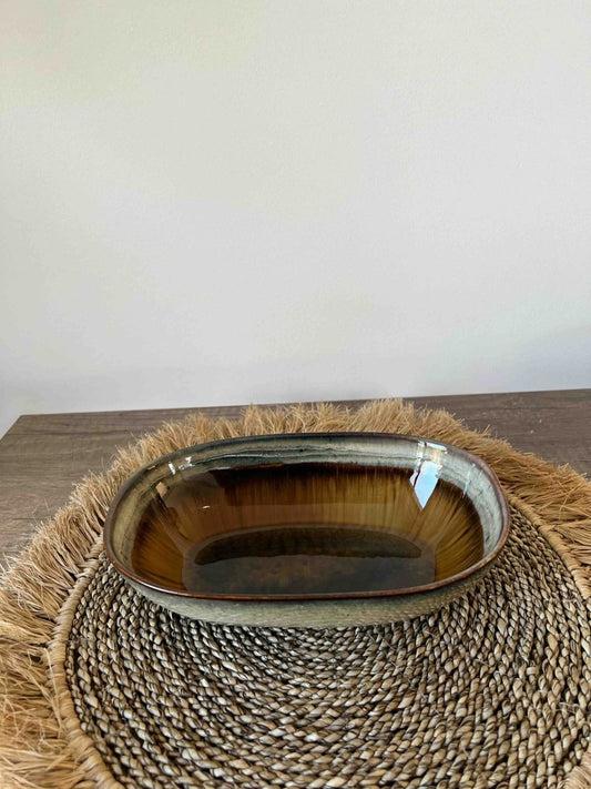 Petit plat bicolore kaki et marron - AMALI - B&Inside