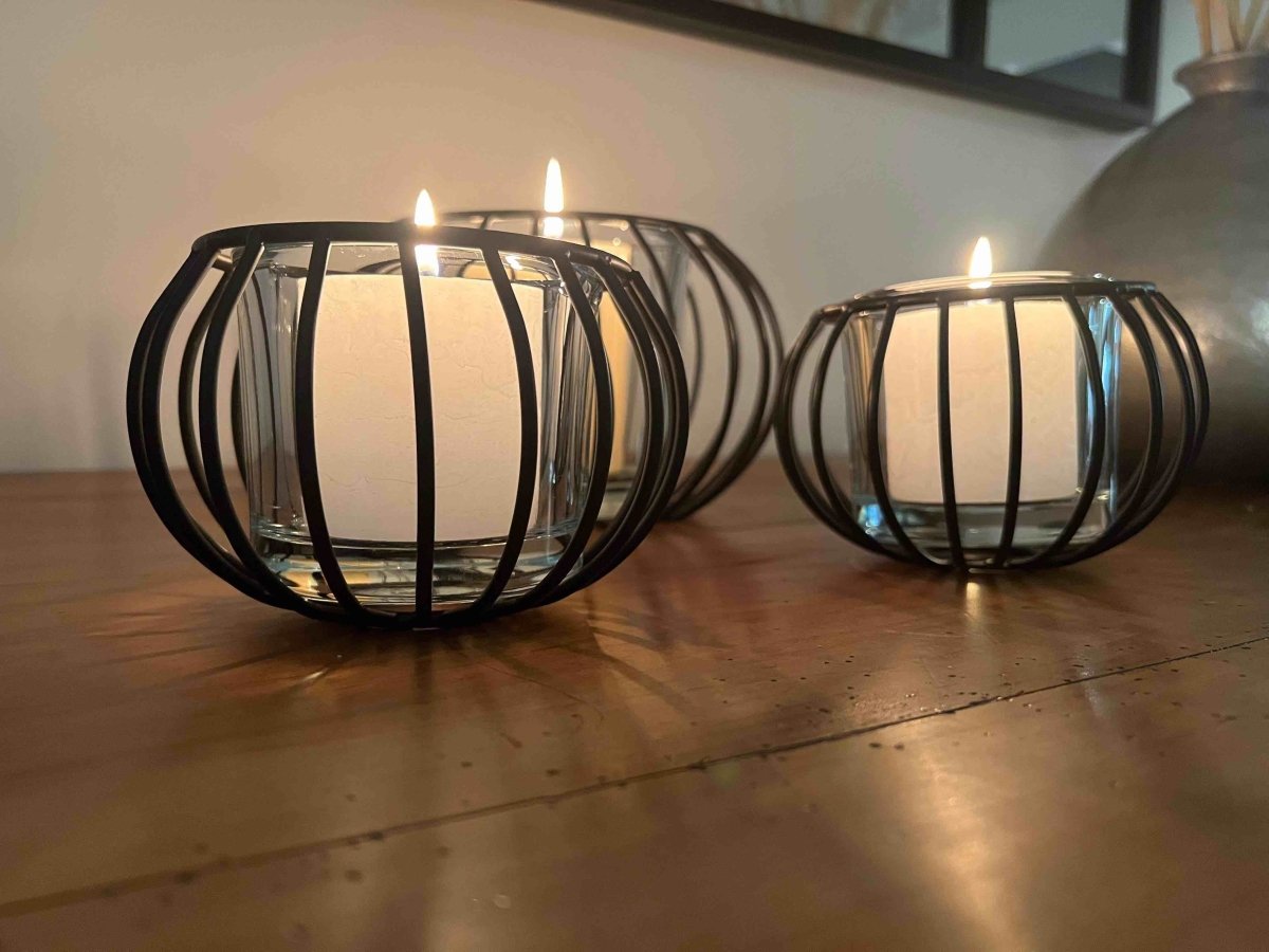 Photophore MONA en verre et métal noir - B&Inside