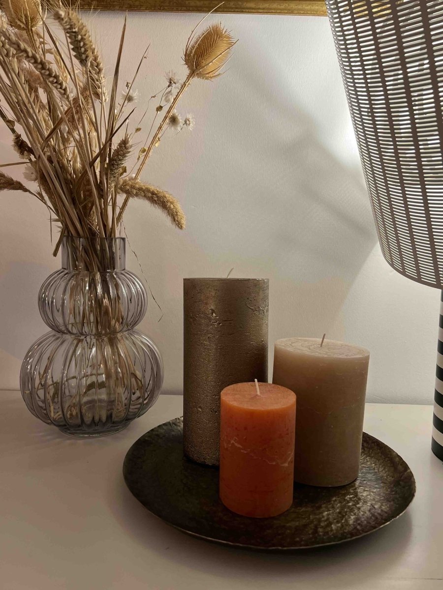 Plateau rond métal martelé bronze TAWAKE 35cm - B&Inside