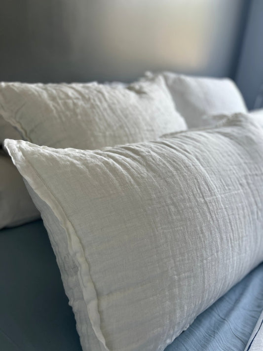 Saint AMAND - Taie d'oreiller en lin lavé blanc - B&Inside