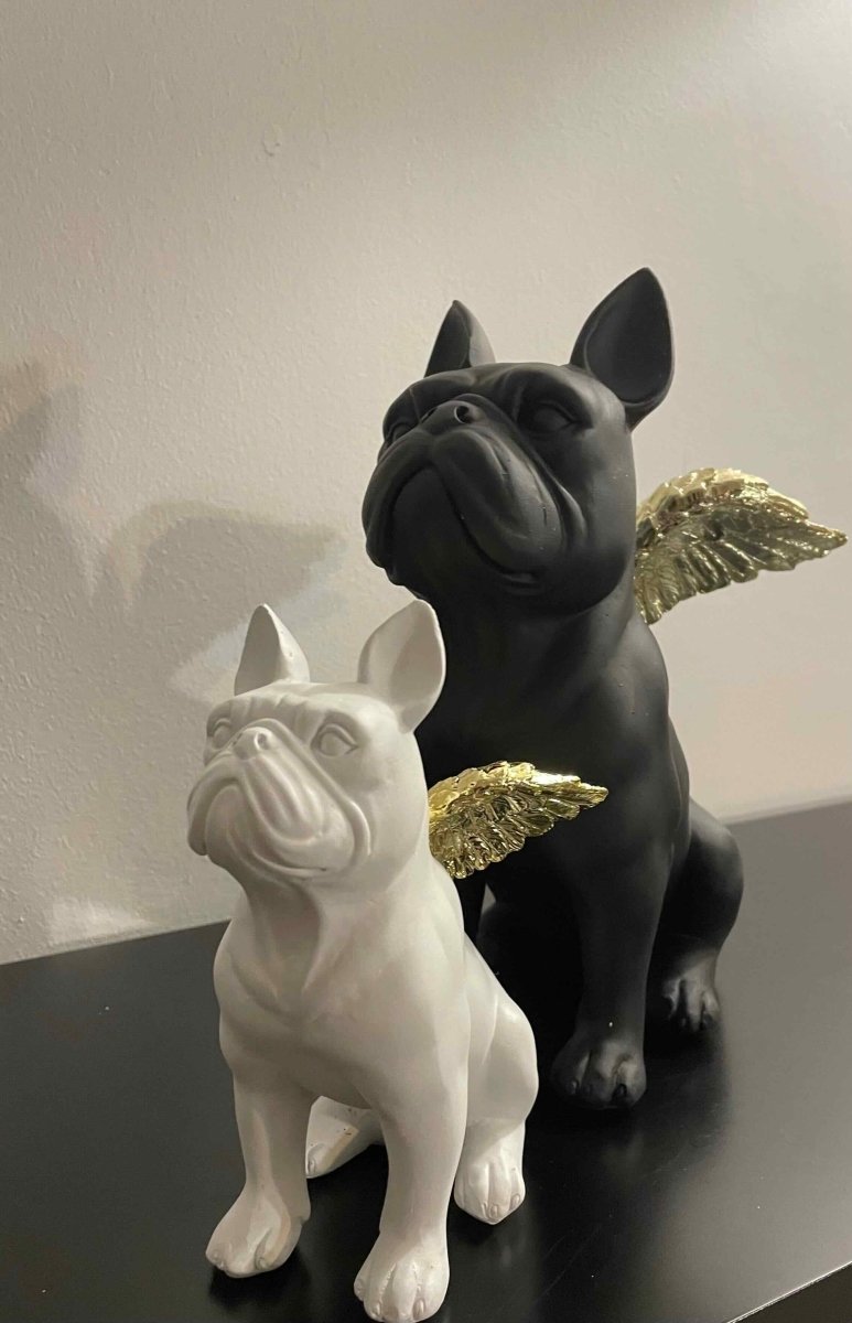 Statuette décorative Bulldog ailé blanc FLYING - B&Inside