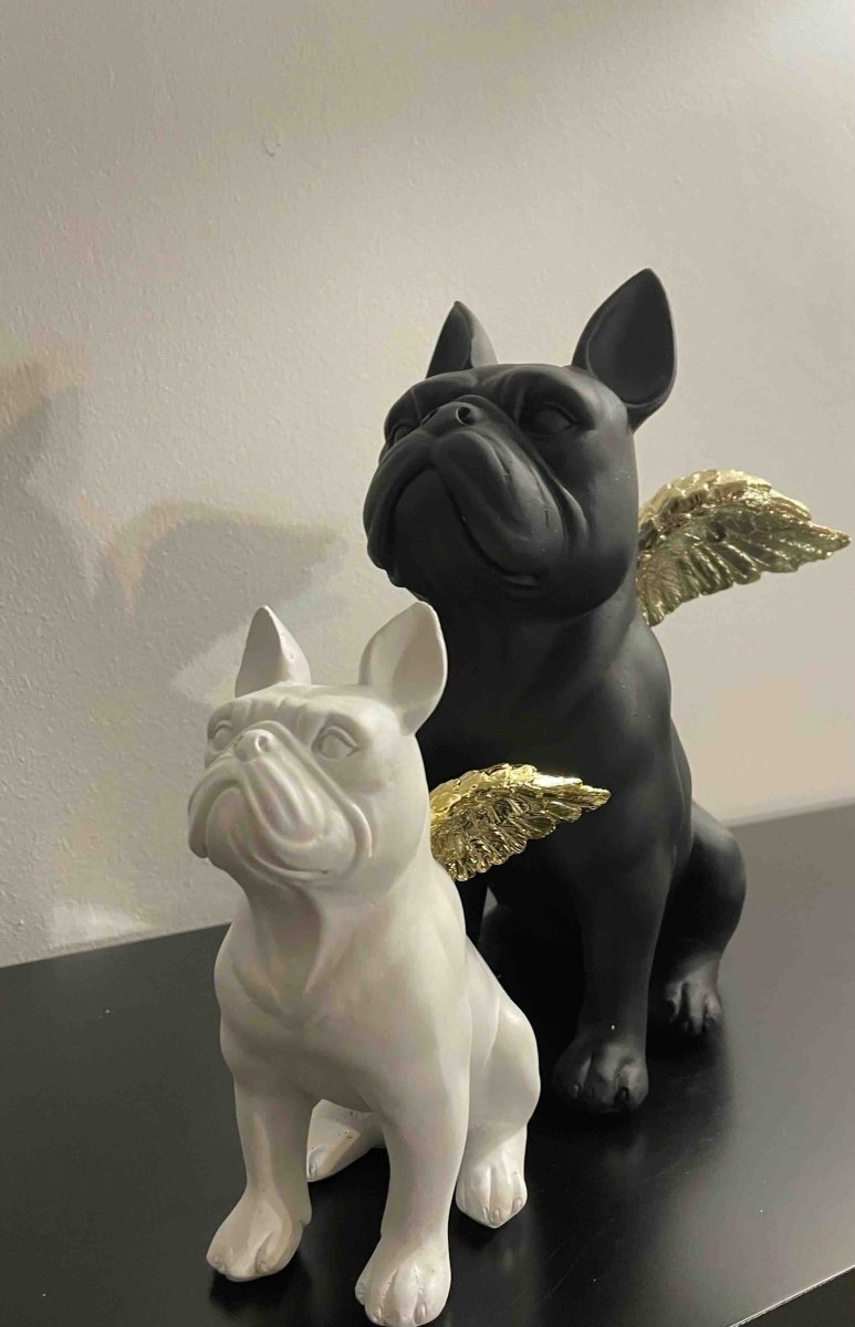 Statuette décorative Bulldog ailé noir FLYING - B&Inside