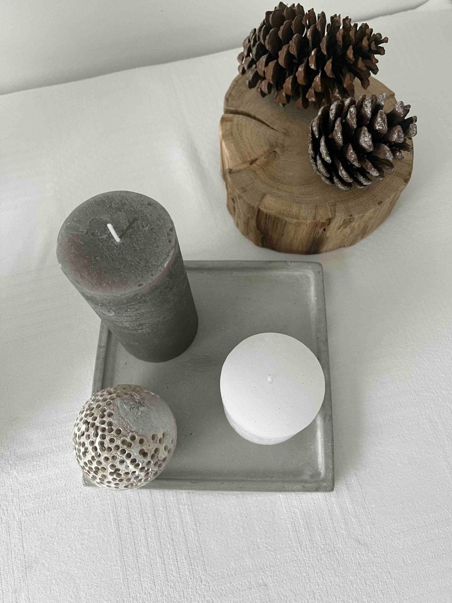 Support bougie carré ciment KATNISS style minimaliste - B&Inside