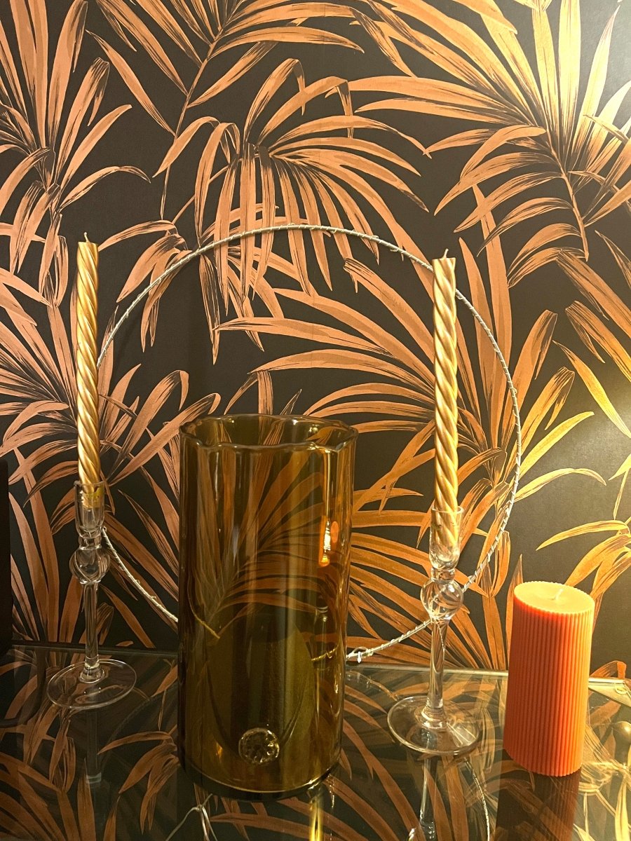 Vase Verre Ambré DEAUVILLE - Médaillon Décoratif Grands Bouquets - B&Inside