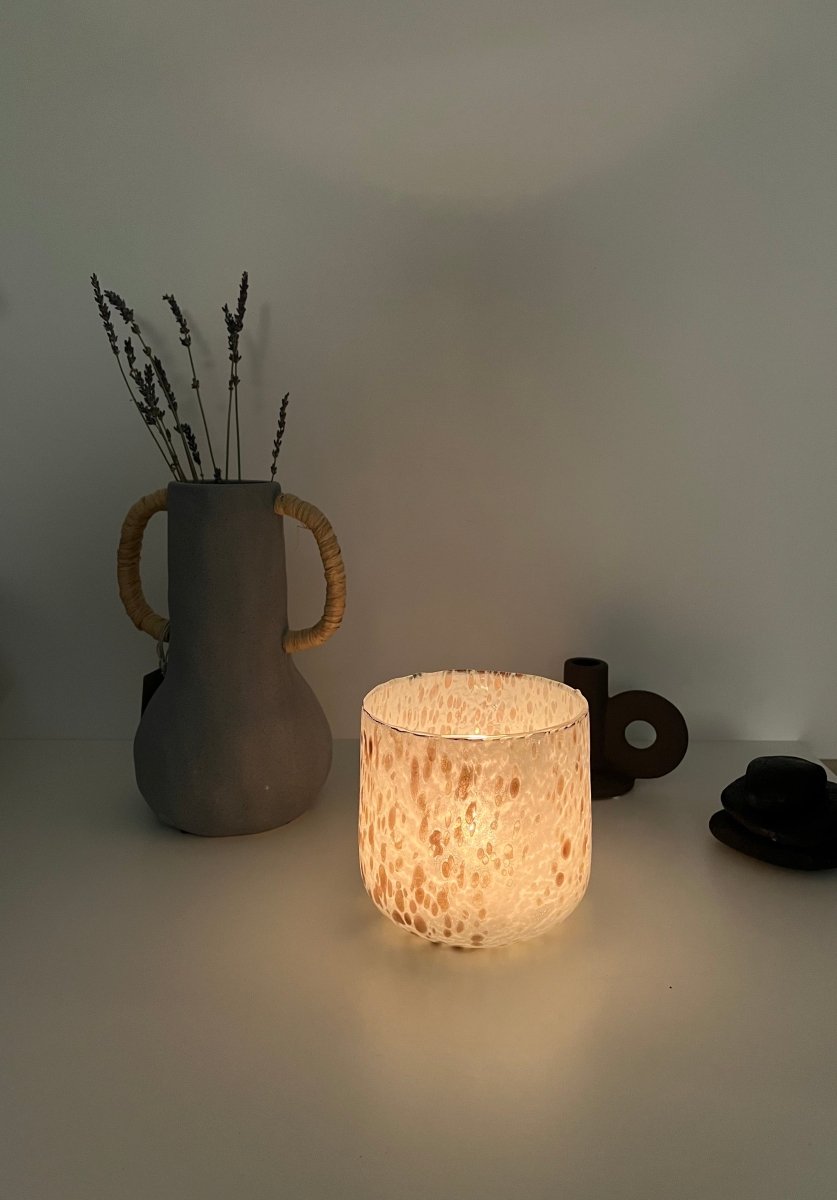 CARRIE - Photophore en verre blanc et brun - B&Inside