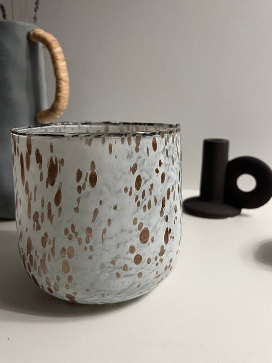 CARRIE - Photophore en verre blanc et brun - B&Inside