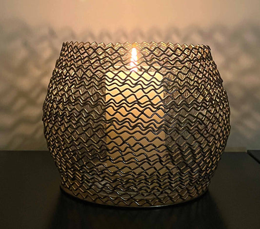 LUBNA - photophore métallique doré - B&Inside