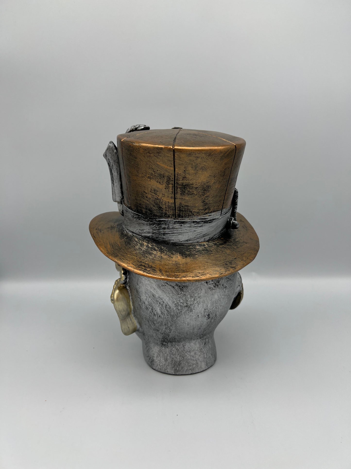 HEAD - Visage d'homme argenté, doré et bronze, style steampunk - B&Inside