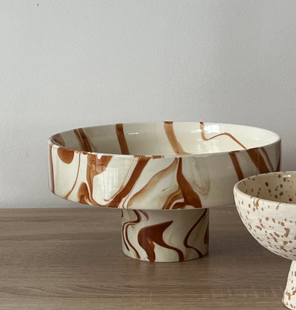 Coupe marbrée brune en céramique 26 cm SIENA