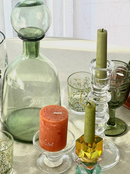 Vase GOUTTE D'EAU en verre vert avec bouchon