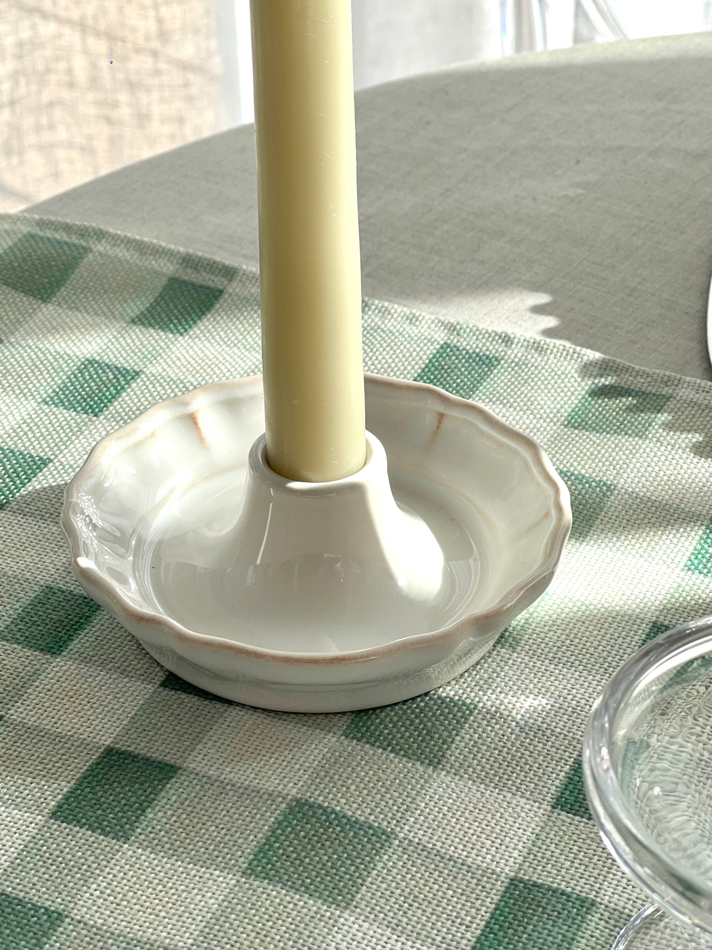 Bougeoir Alentejo en Grès Blanc Bords Ondulés - Artisanat Portugal