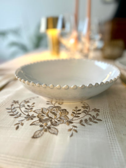 Assiette Creuse SNOW PEARL - Grès Blanc Artisanal du Portugal