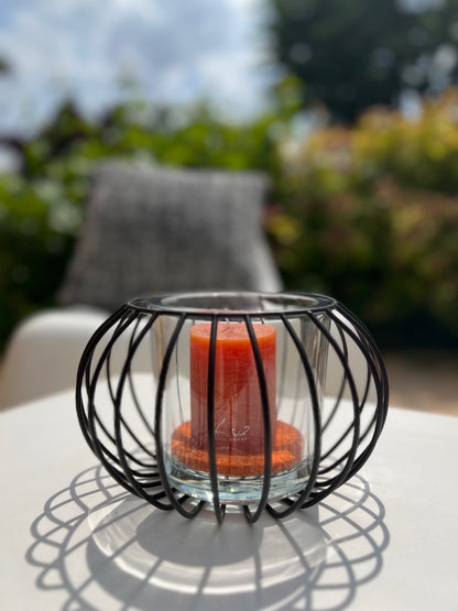 Photophore MONA en verre et métal noir