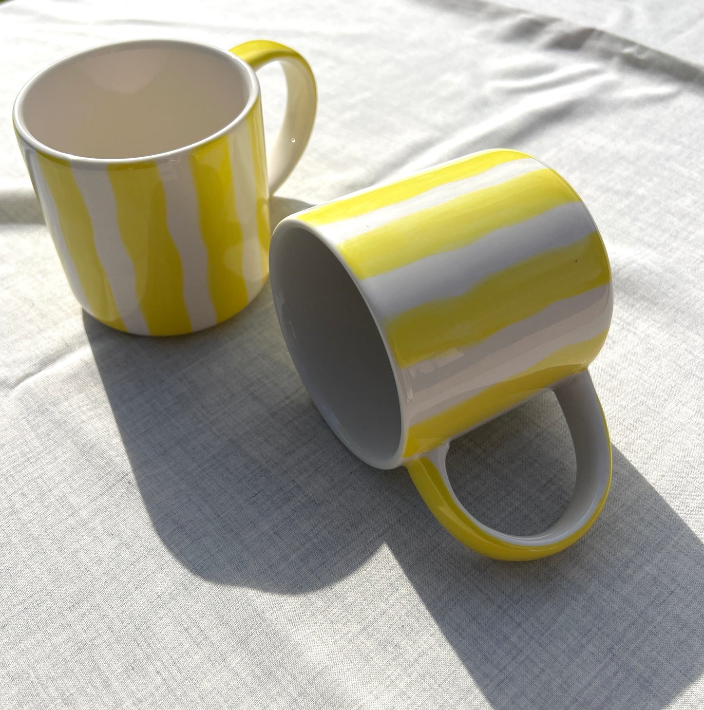 Mug STRIPES jaune et blanc - Céramique artisanale