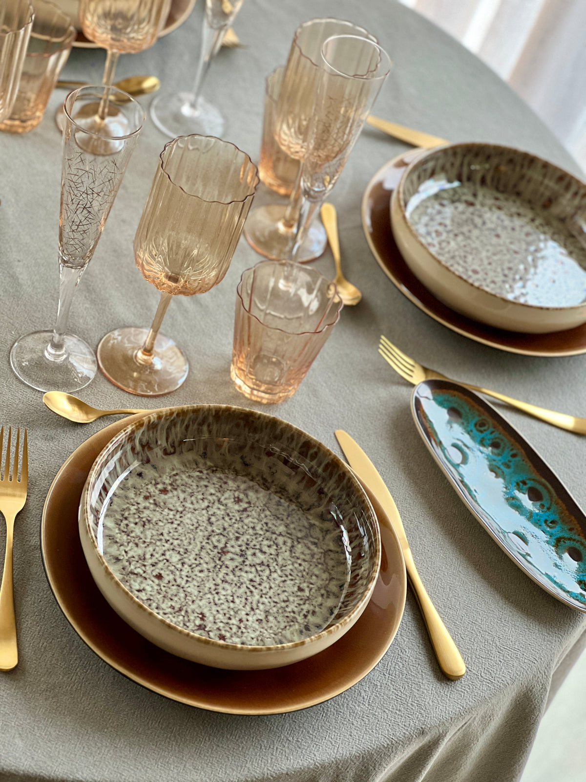 Assiette creuse beige moucheté – Kelly – Ø 22 cm