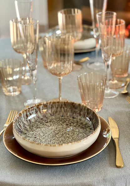 Assiette creuse beige moucheté – Kelly – Ø 22 cm