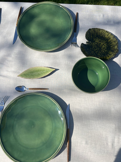 Assiette Plate FONTANA en grès vert