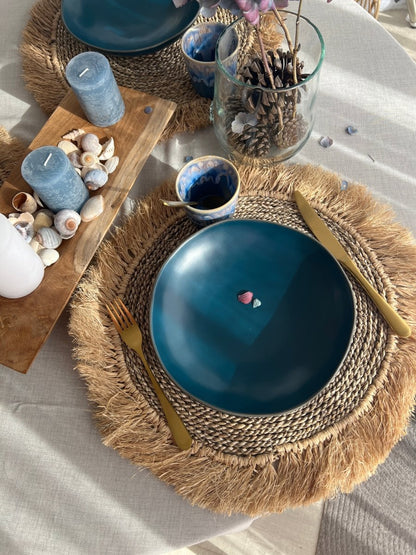 Assiette Creuse Bleu Deep Sea en Grès - Vaisselle Moderne 23cm - B&Inside