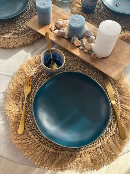 Assiette Creuse Bleu Deep Sea en Grès - Vaisselle Moderne 23cm - B&Inside