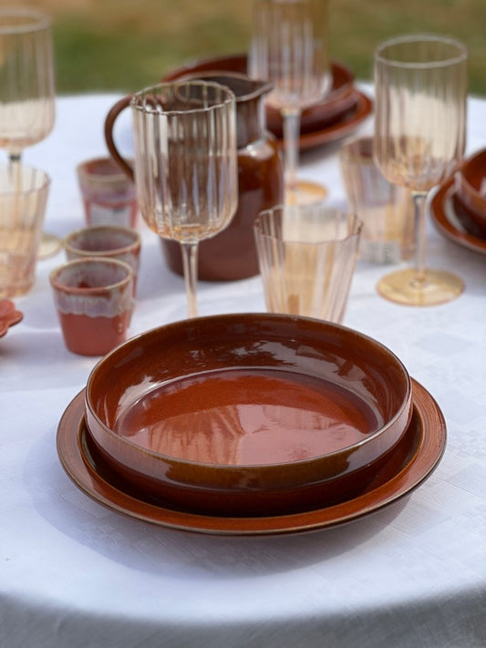 Assiette creuse en grès orange - Terre de Feu - B&Inside
