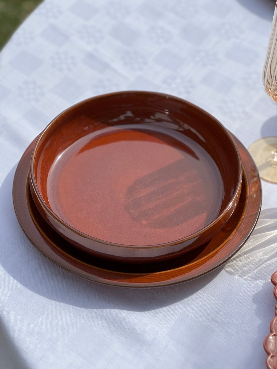 Assiette creuse en grès orange - Terre de Feu - B&Inside