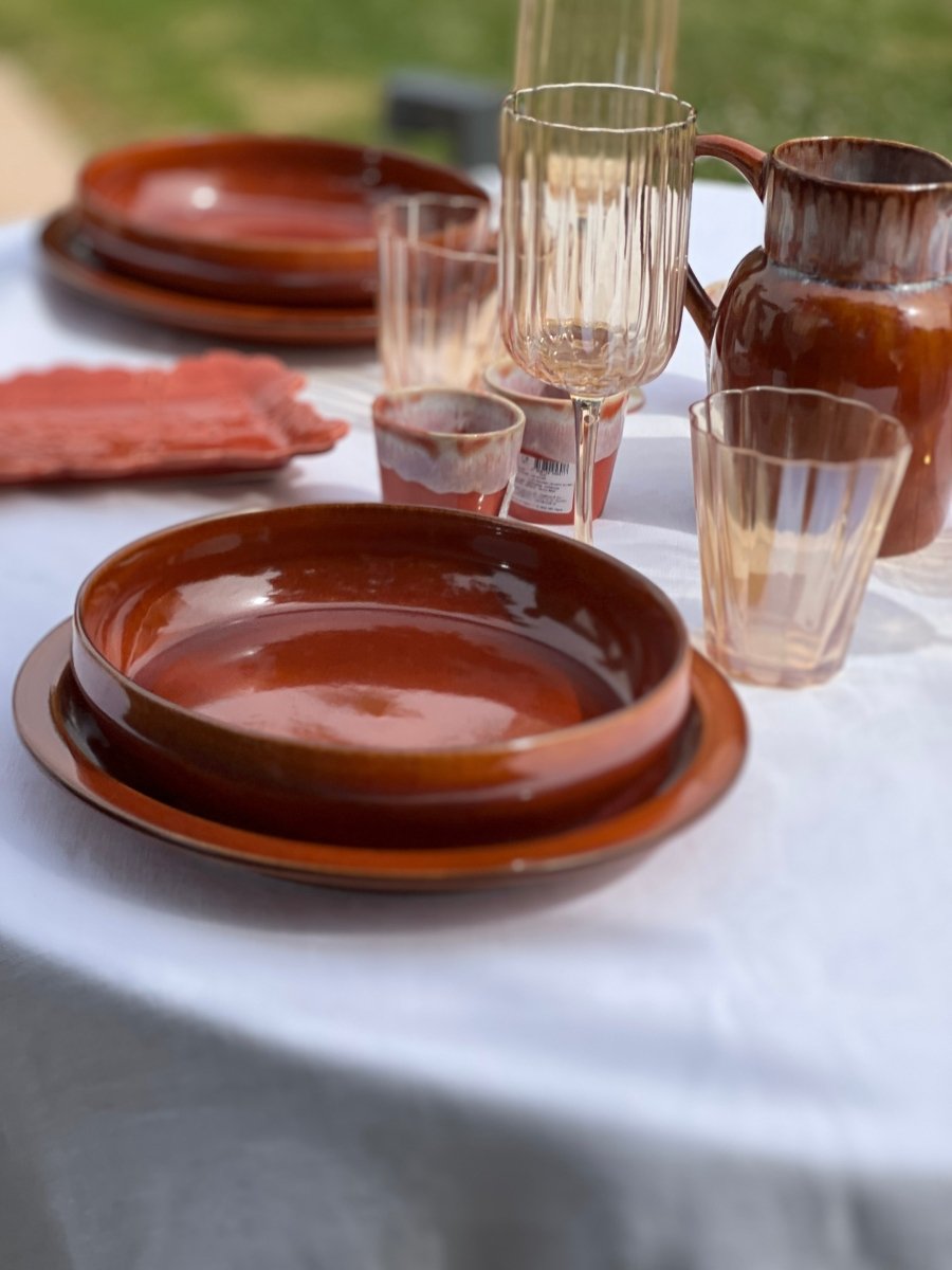 Assiette creuse en grès orange - Terre de Feu - B&Inside