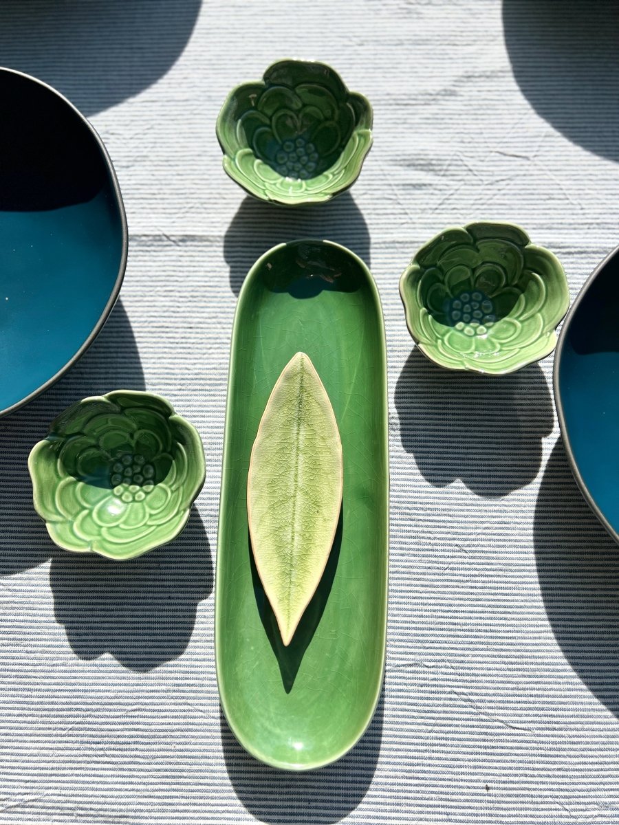 Assiette Feuille de Laurier Grès Fin Vert 18cm - Design Naturel Portugal - B&Inside