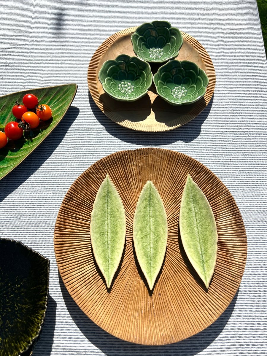 Assiette Feuille de Laurier Grès Fin Vert 18cm - Design Naturel Portugal - B&Inside