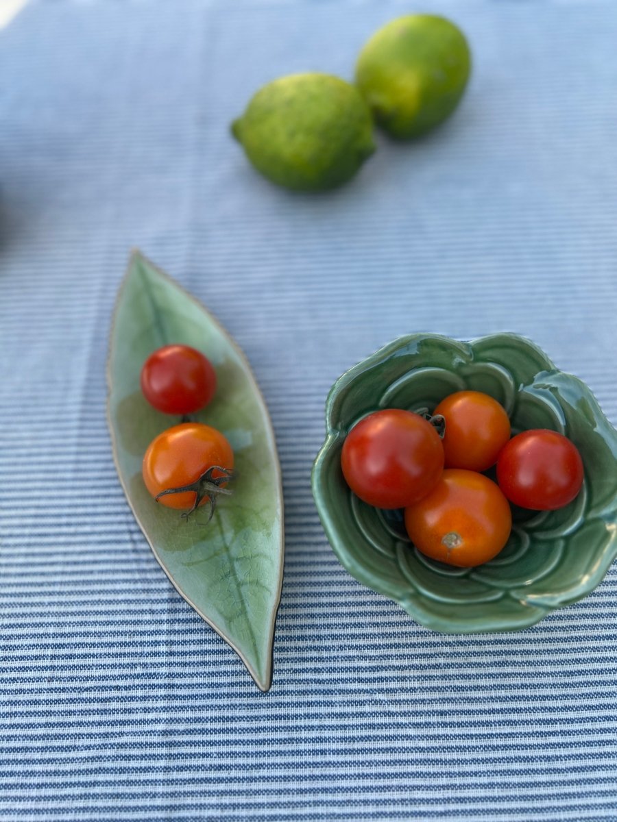 Assiette Feuille de Laurier Grès Fin Vert 18cm - Design Naturel Portugal - B&Inside