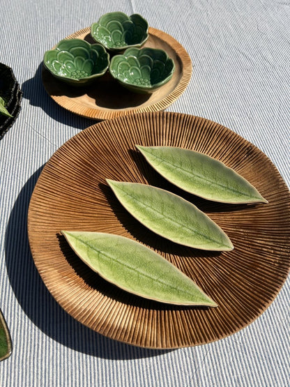 Assiette Feuille de Laurier Grès Fin Vert 18cm - Design Naturel Portugal - B&Inside