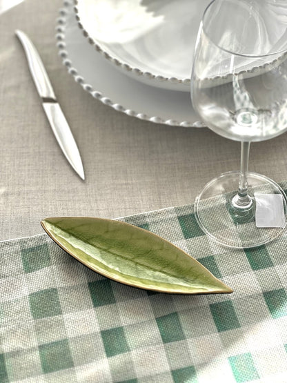 Assiette Feuille de Laurier Grès Fin Vert 18cm - Design Naturel Portugal - B&Inside