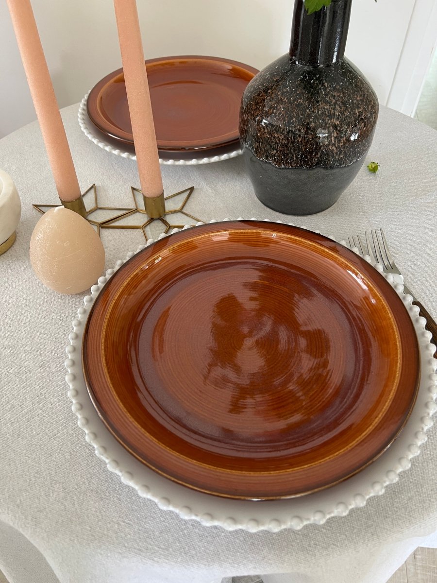 Assiette plate en grès orange - Terre de Feu - B&Inside