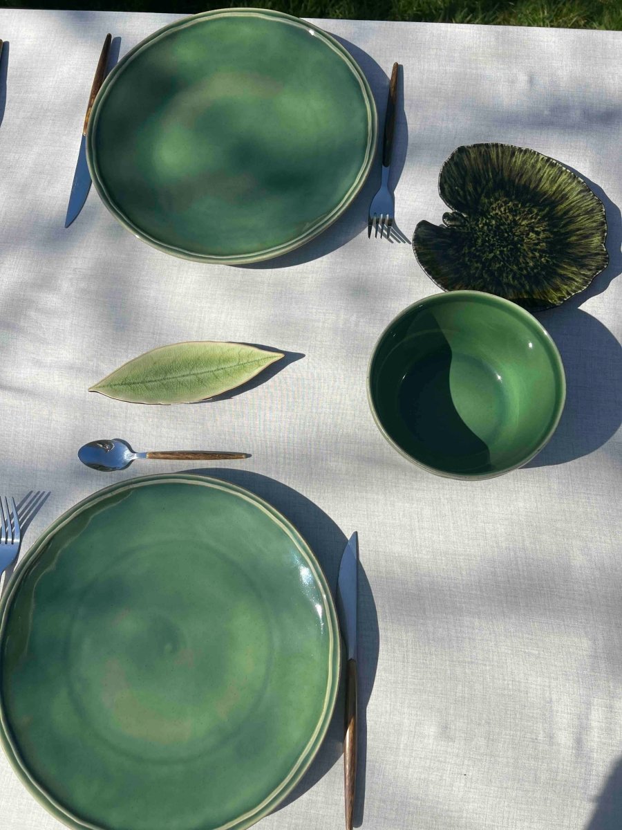 Assiette Plate FONTANA en grès vert - B&Inside