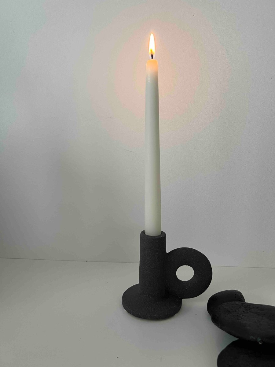 Bougeoir céramique gris foncé SUSIA - Style Moderne - B&Inside