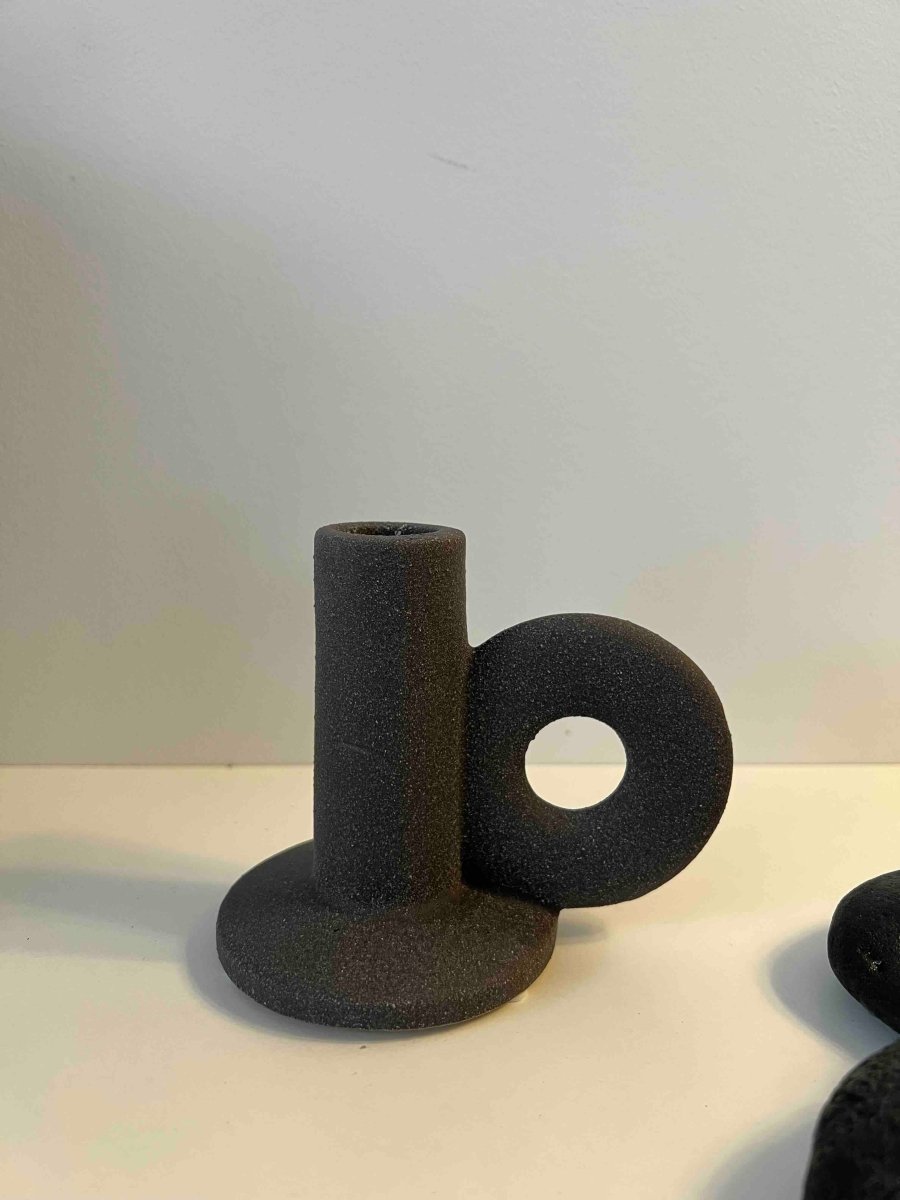 Bougeoir céramique gris foncé SUSIA - Style Moderne - B&Inside