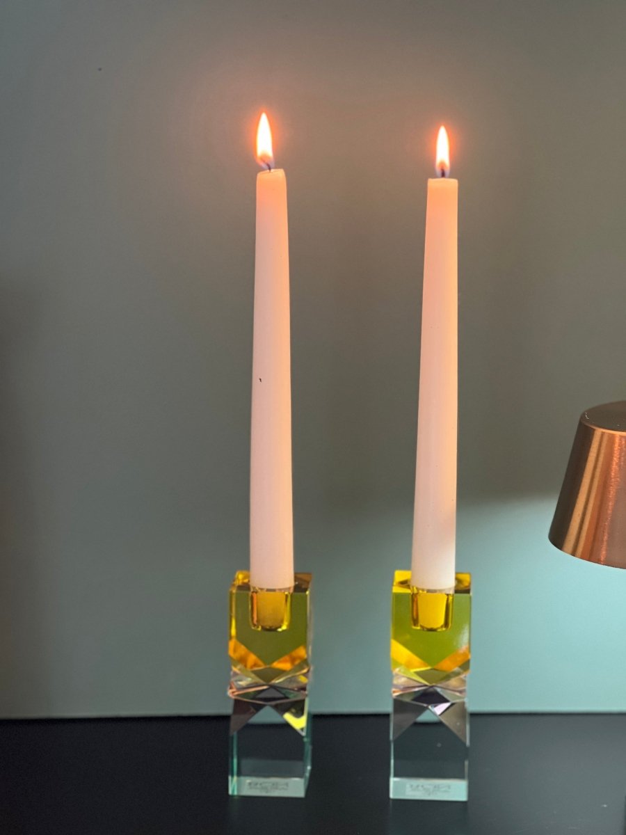 Bougeoir en cristal coloré - CUBIX - B&Inside